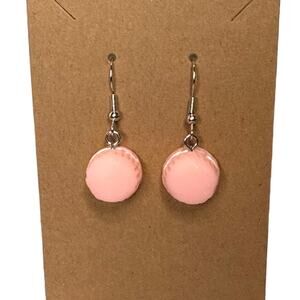 NEW! 1 Pair Macaroon Dangle Earrings, Hanging Pink White
